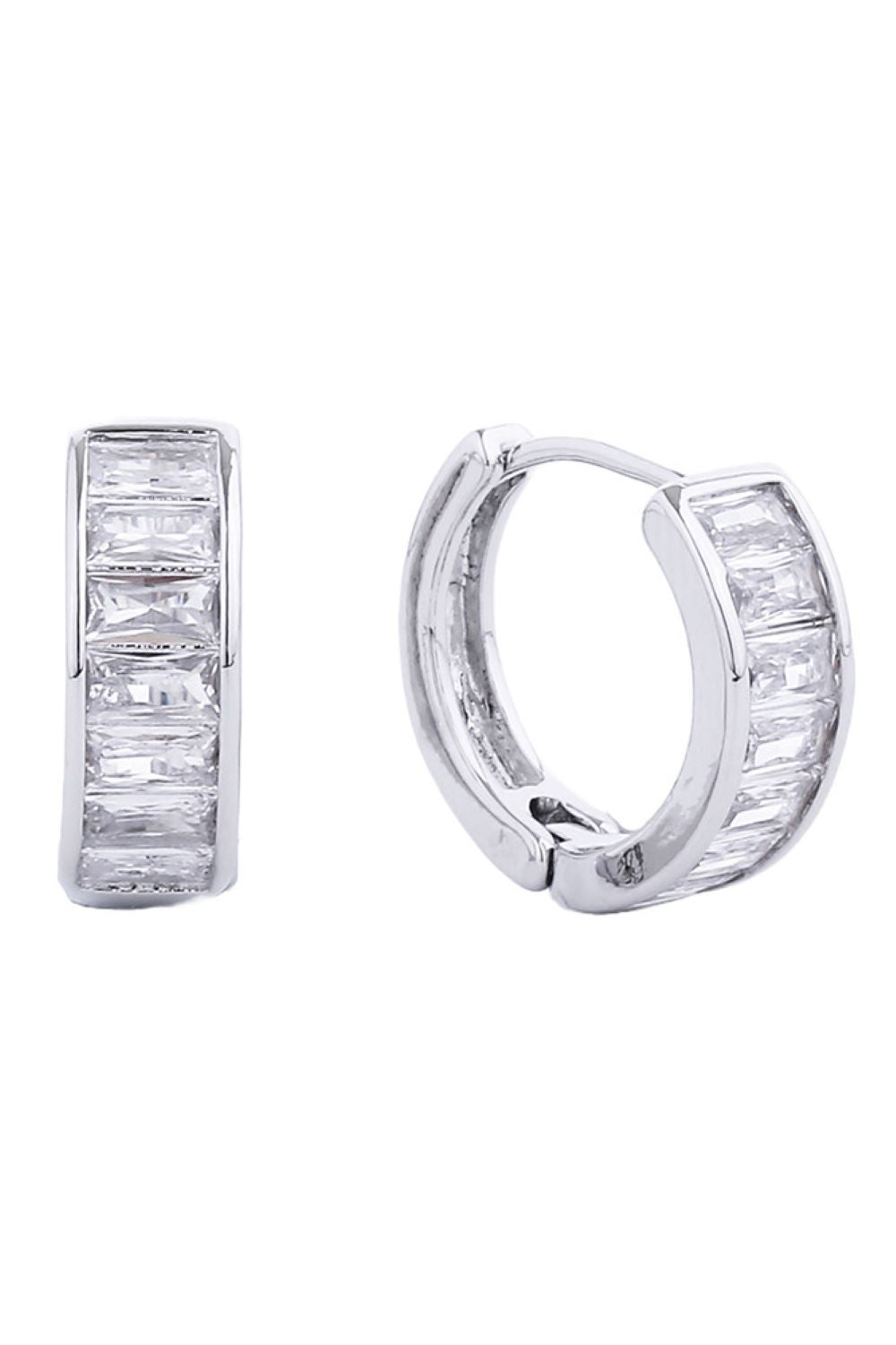 14K Huggie Hoop Cz Paved Earring