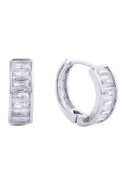 14K Huggie Hoop Cz Paved Earring