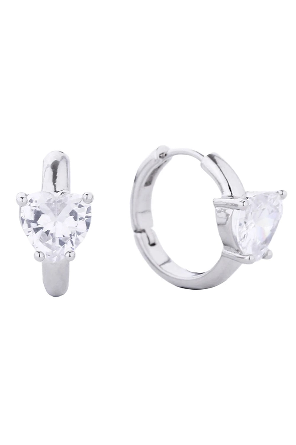 14K Dipped Huggie Hoop Cz Paved Heart Stone Earring