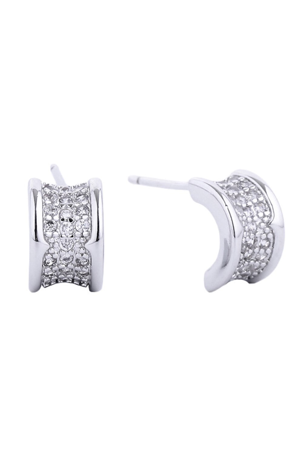 14K Dipped Post Cz Paved Earring