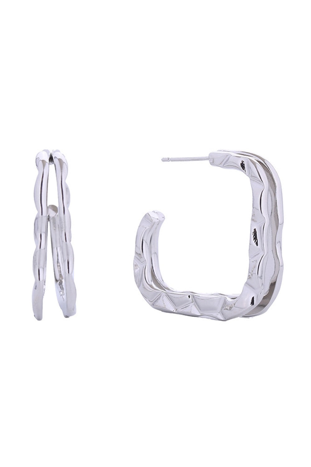 14K Double Crinkle Post Earrings