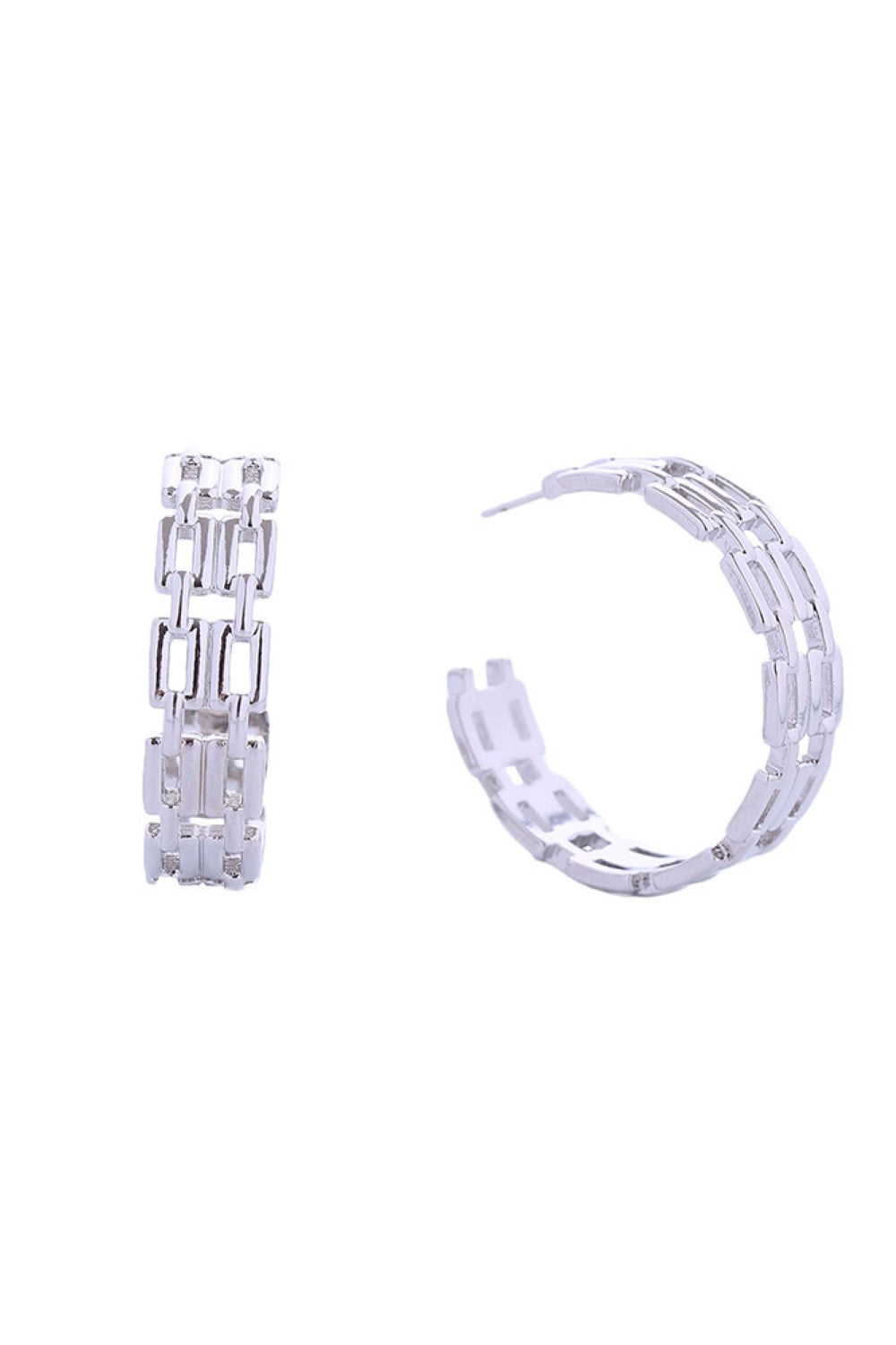 14K Double Square Link Post Earrings