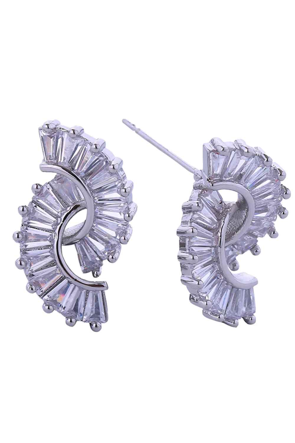 14K Double Swirl Pave CZ Post Earring