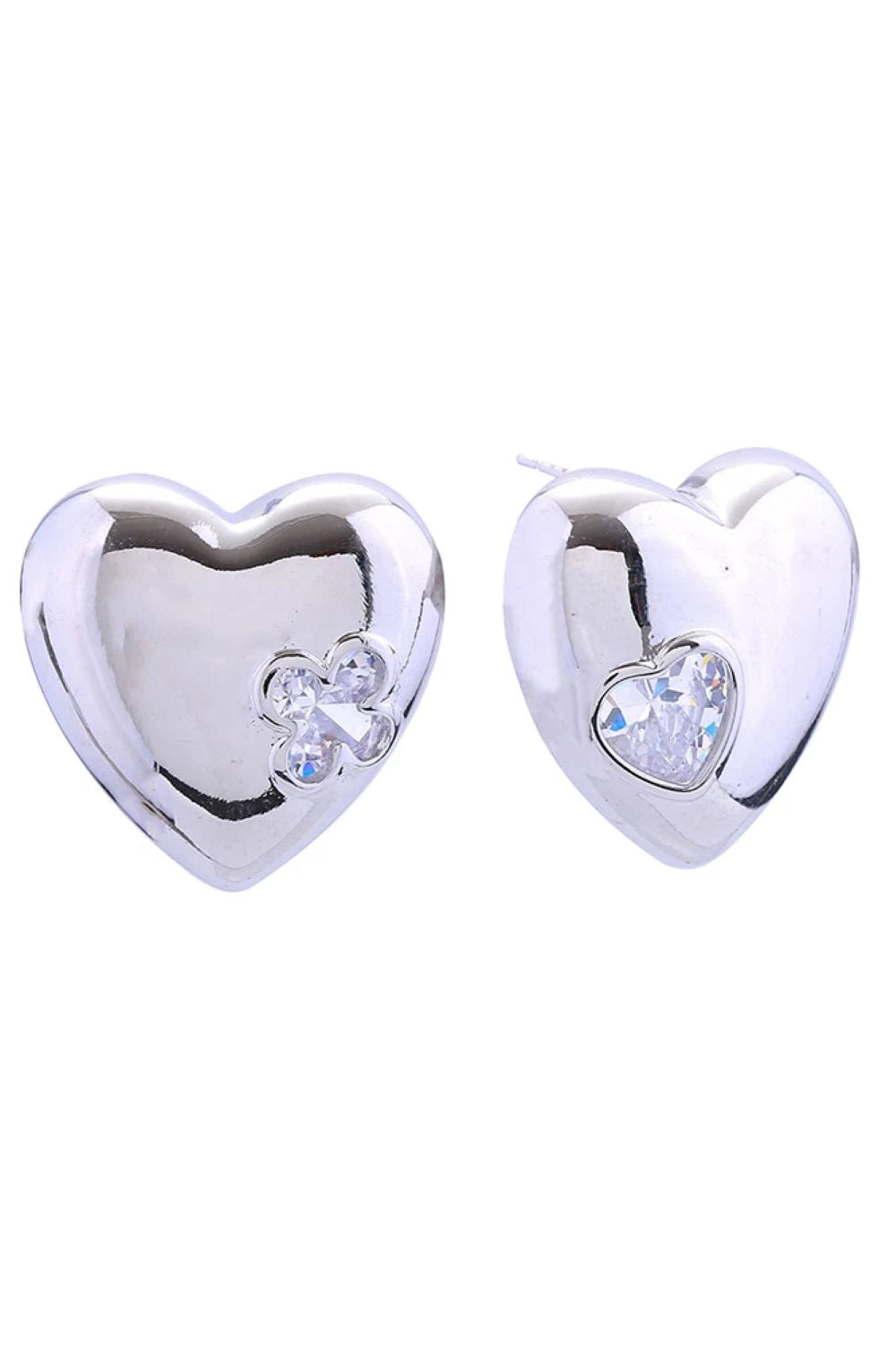 14K Dreamy Heart Pave CZ Post Earring