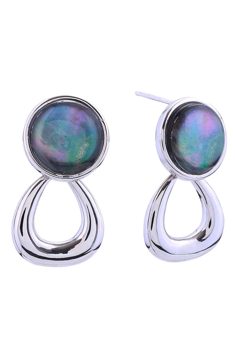14K Duo Button Drop Post Earrings