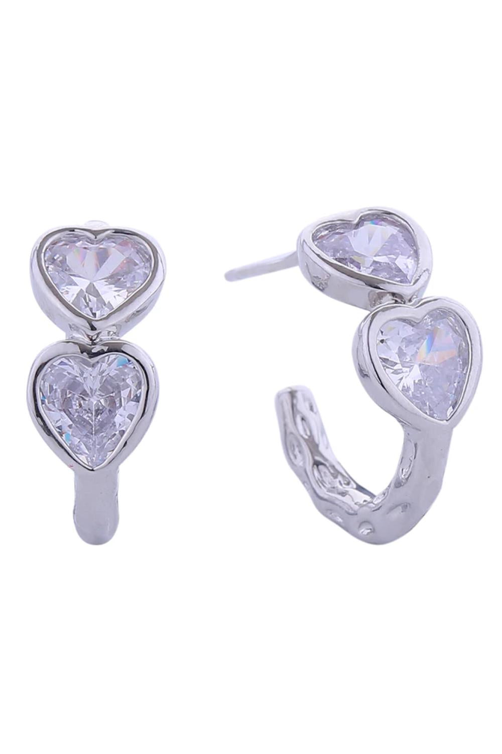 14K Duo Heart CZ Post Earring
