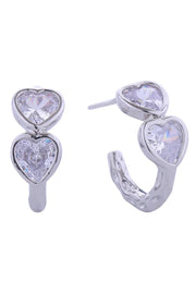 14K Duo Heart CZ Post Earring