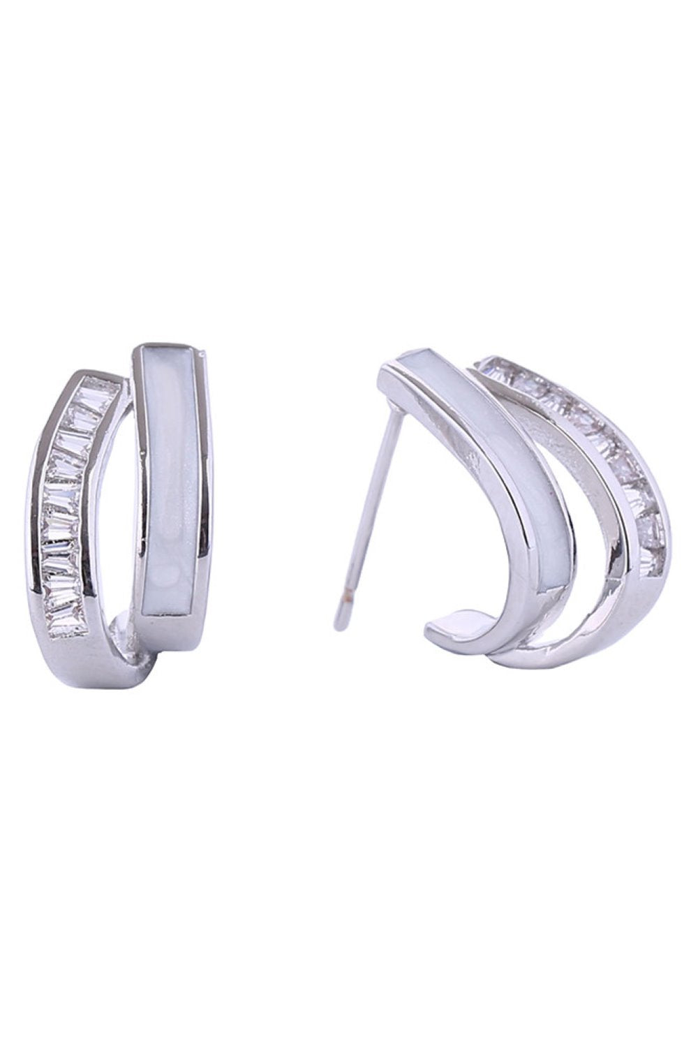 14K Duo J Shape Post Earrings