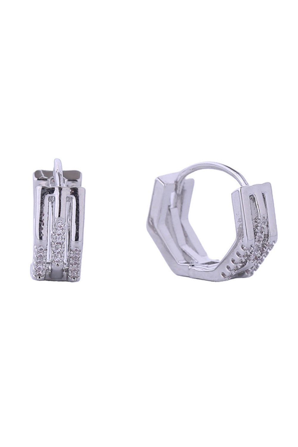 14K Duo Octagon Huggie Earrings