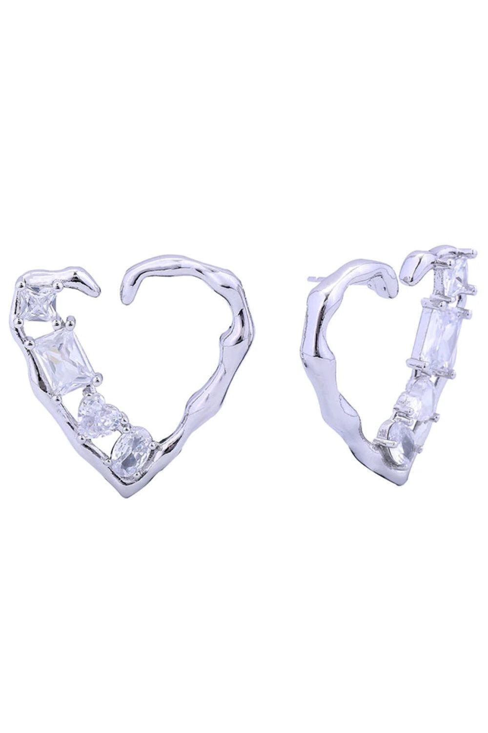 14K Embrace Heart Pave CZ Post Earring