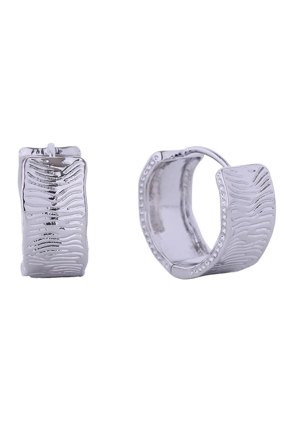 14K Engraved Huggie Hoop Earrings