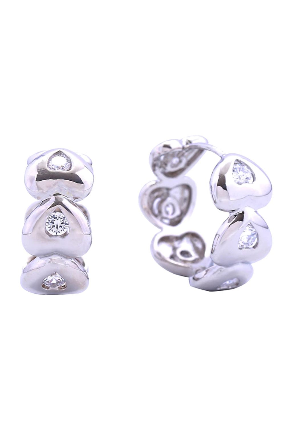 14K Eternity Heart CZ Huggie Earring