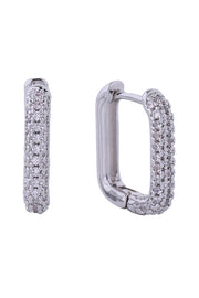 14K Fine Pave CZ Huggie Earrings