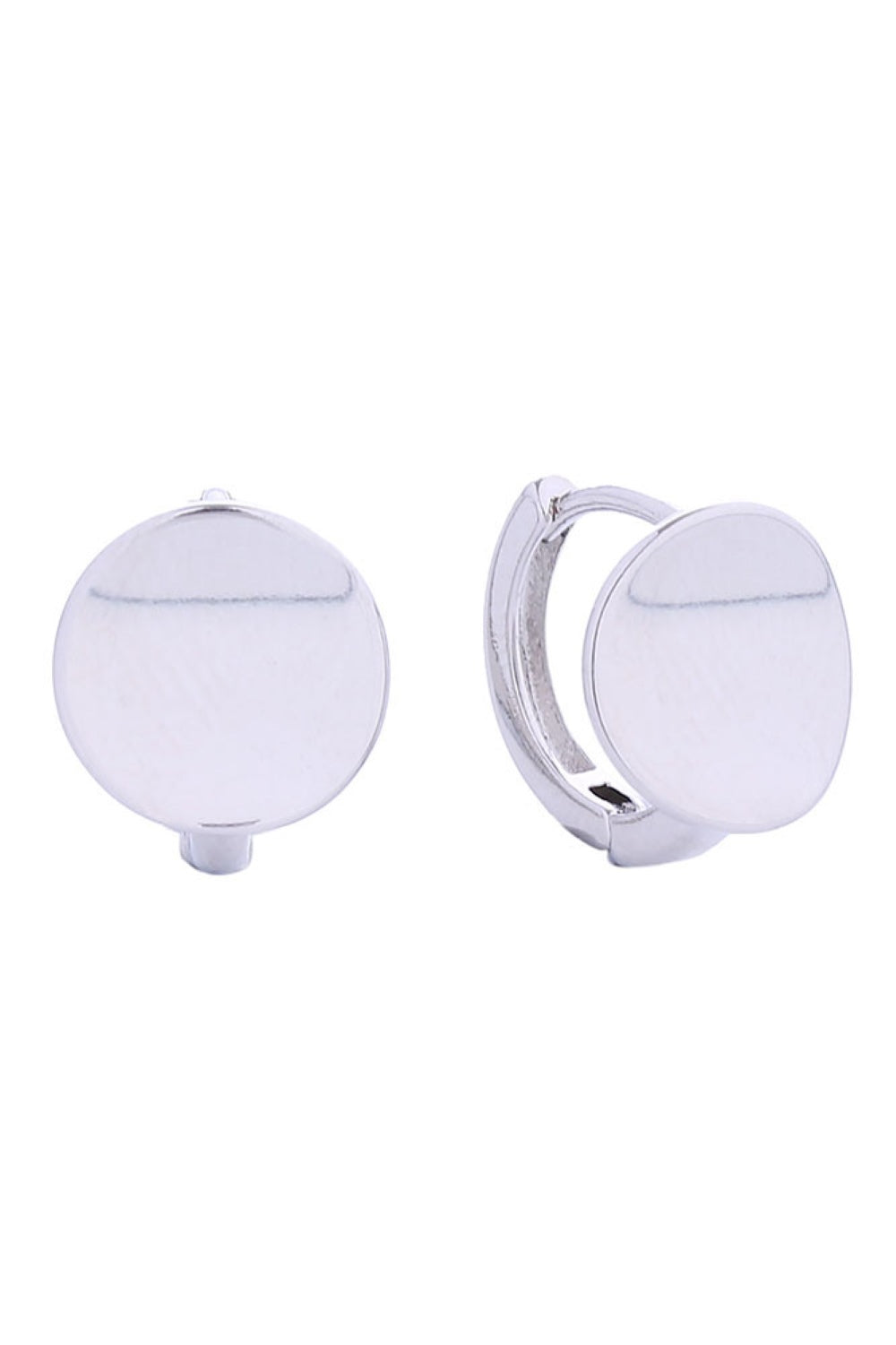 14K Flat Disk Huggie Earrings