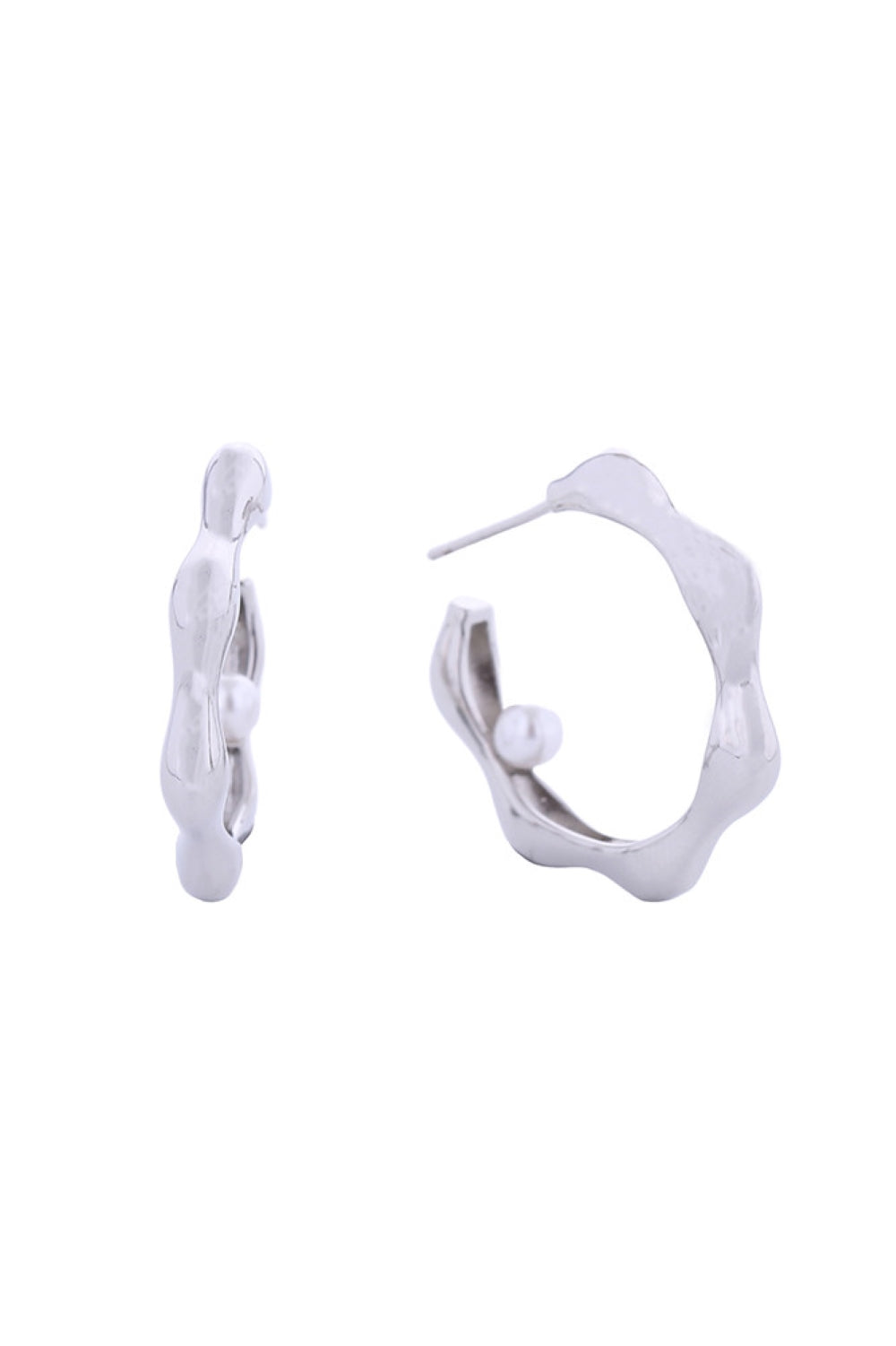 14K Floating Pearl Hoop Earrings