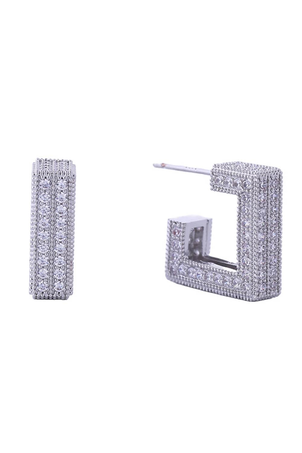 14K Geometric Pave CZ Post Earrings