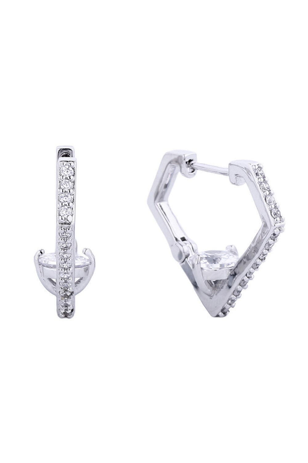 14K Gold/White Dipped Huggie Earring Cz Paved