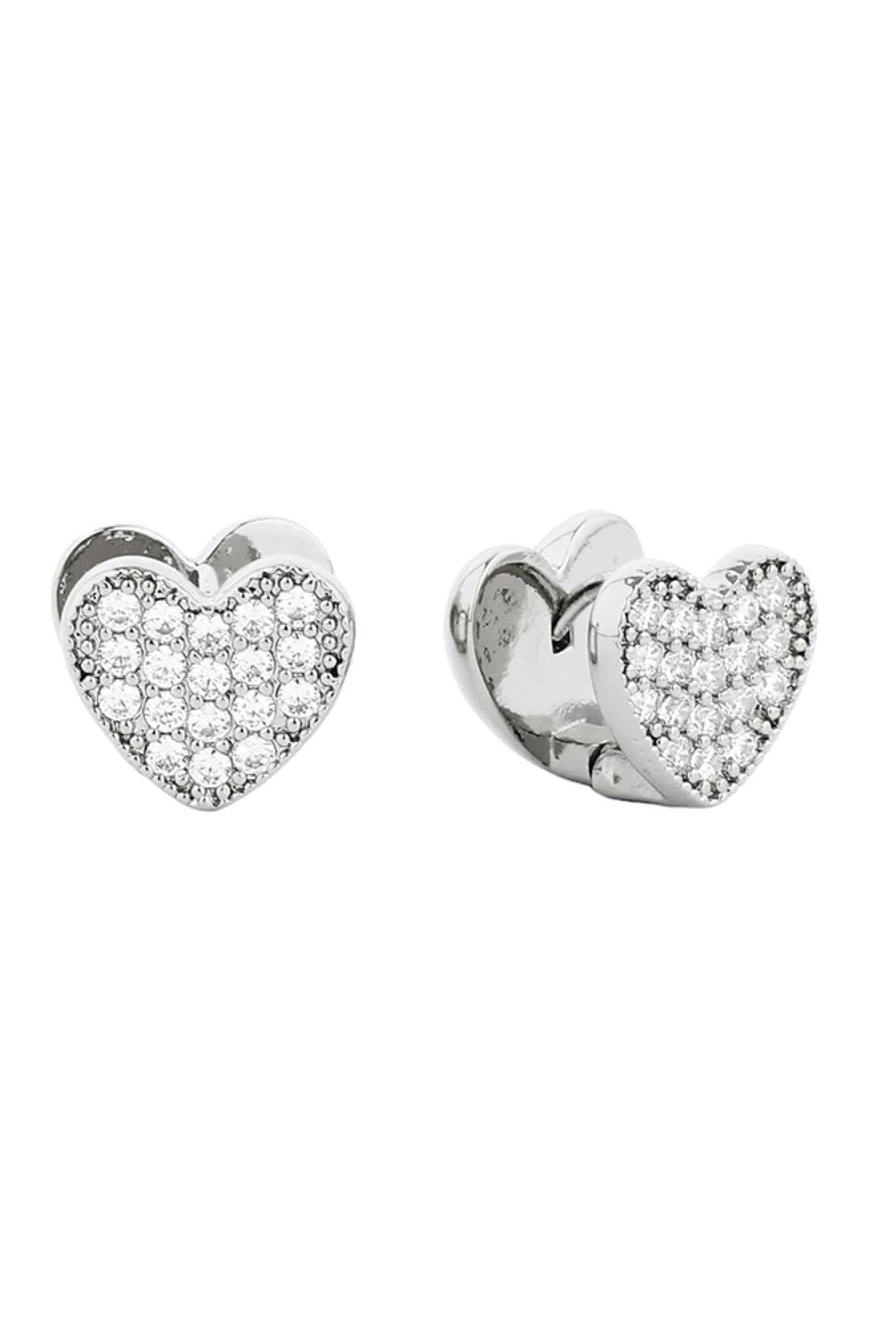 Elegant 14K Gold/White Dipped Huggie Earring Cz Paved