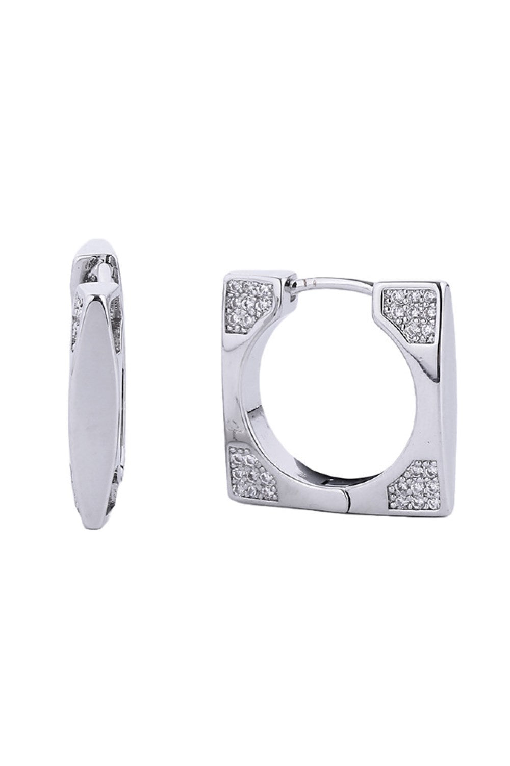 Timeless 14K Gold/White Dipped Huggie Hoop Cz Paved Earring