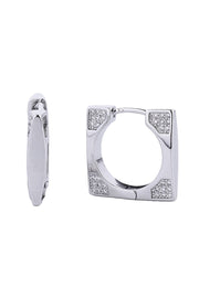 Timeless 14K Gold/White Dipped Huggie Hoop Cz Paved Earring