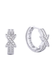 14K Dipped Huggie Hoop Cz Paved Earring