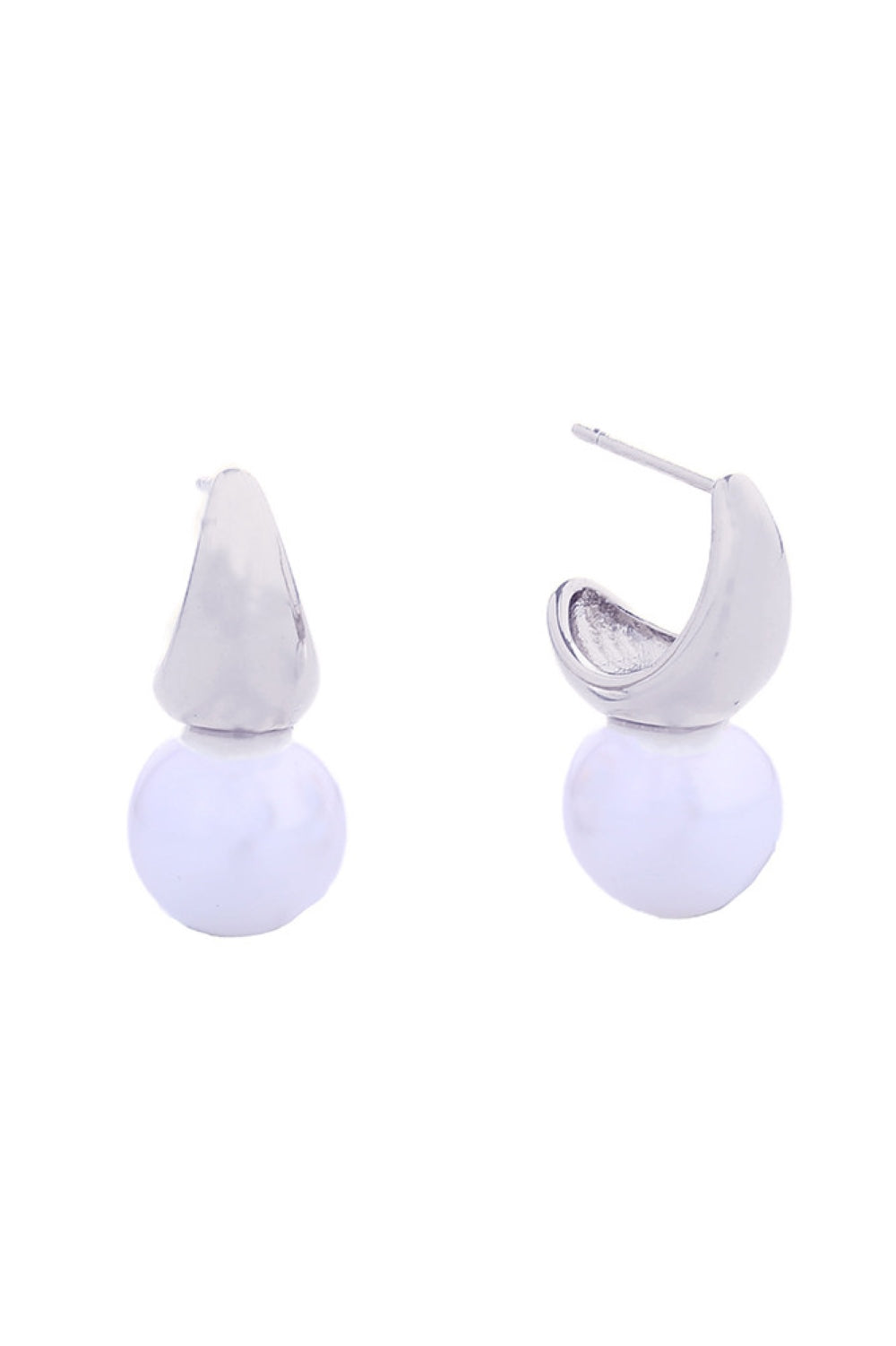 14K Gold/White Dipped Pearl Moon Post Earrings