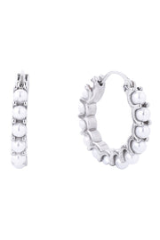 14K Gold/White Dipped Pearl Pin Catch Hoop Earring