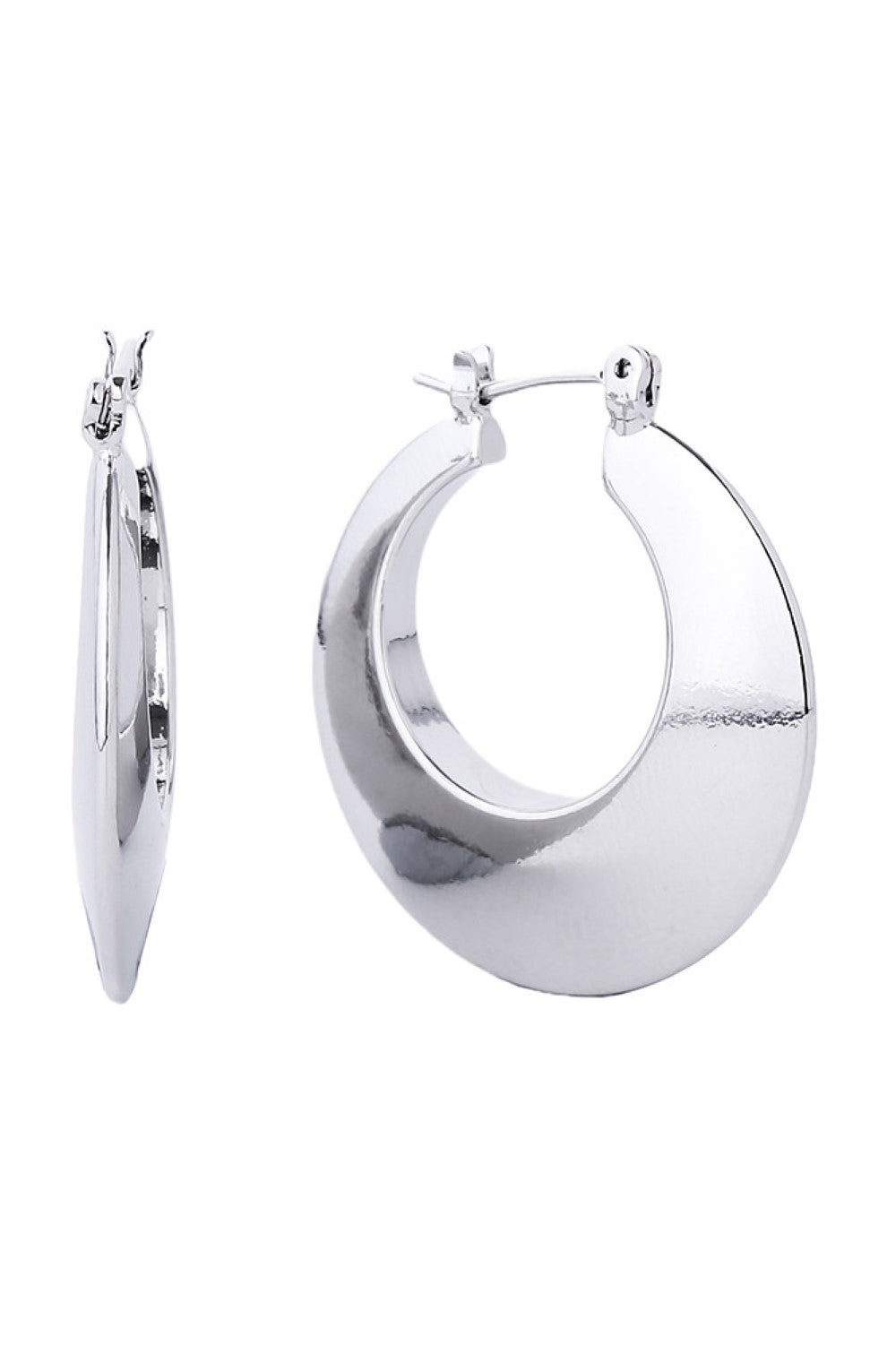 14K Gold/White Dipped Pin Catch Hoop Earring