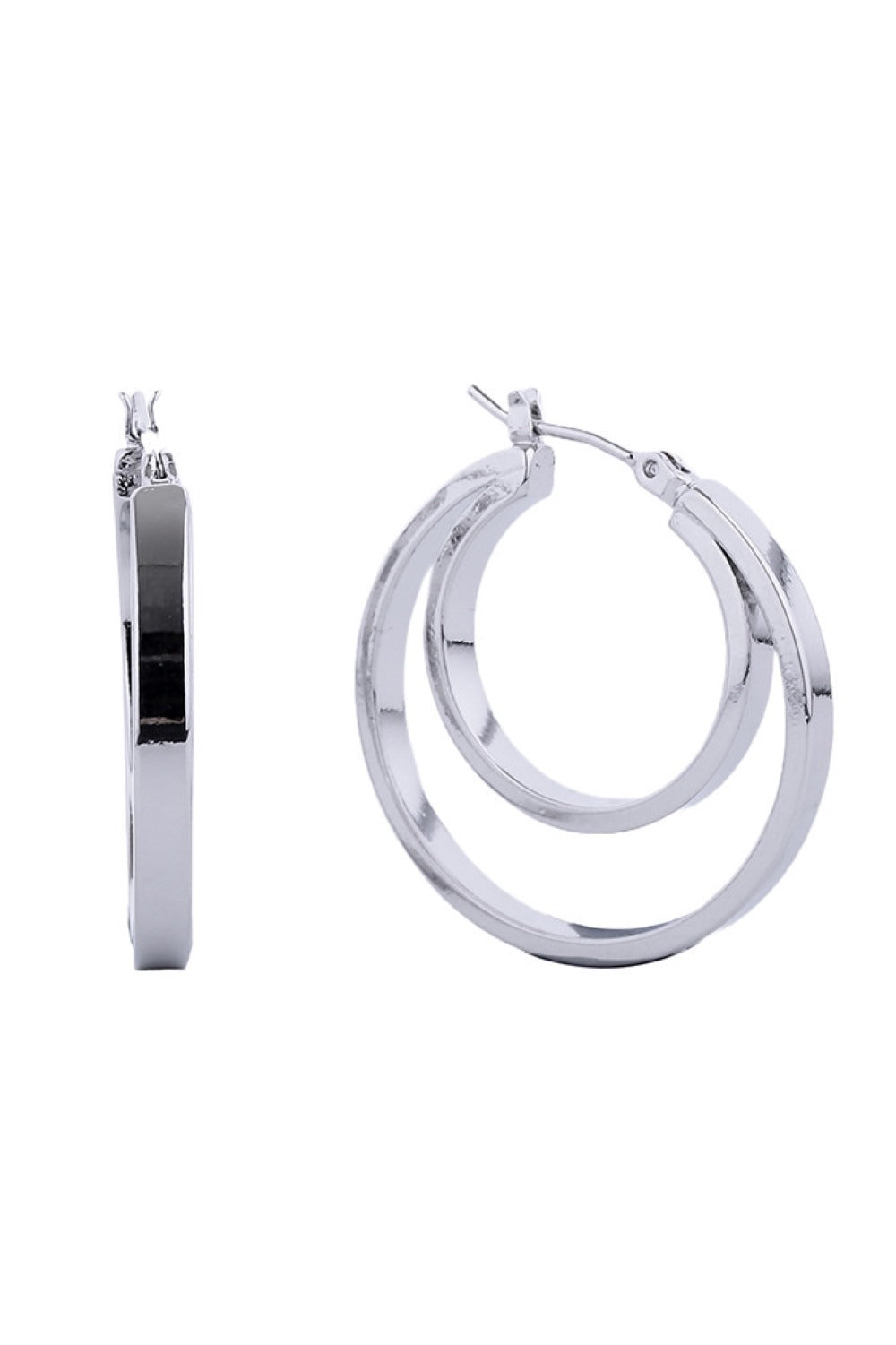 Luxurious 14K Gold/White Dipped Pin Catch Hoop Earring
