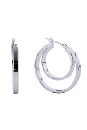 Luxurious 14K Gold/White Dipped Pin Catch Hoop Earring