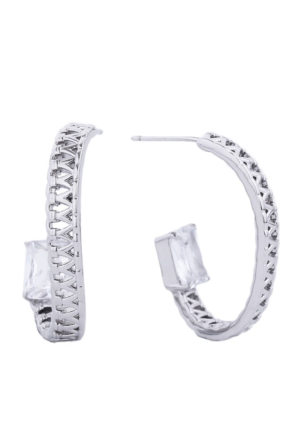 14K Dipped Post Earring Cz Paved