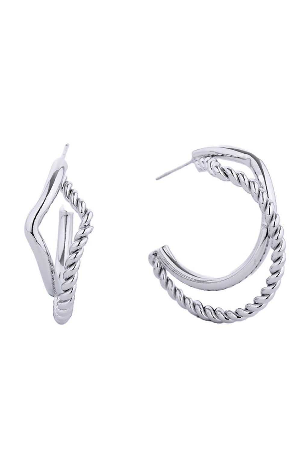 14K Gold/White Dipped Post Hoop Earring