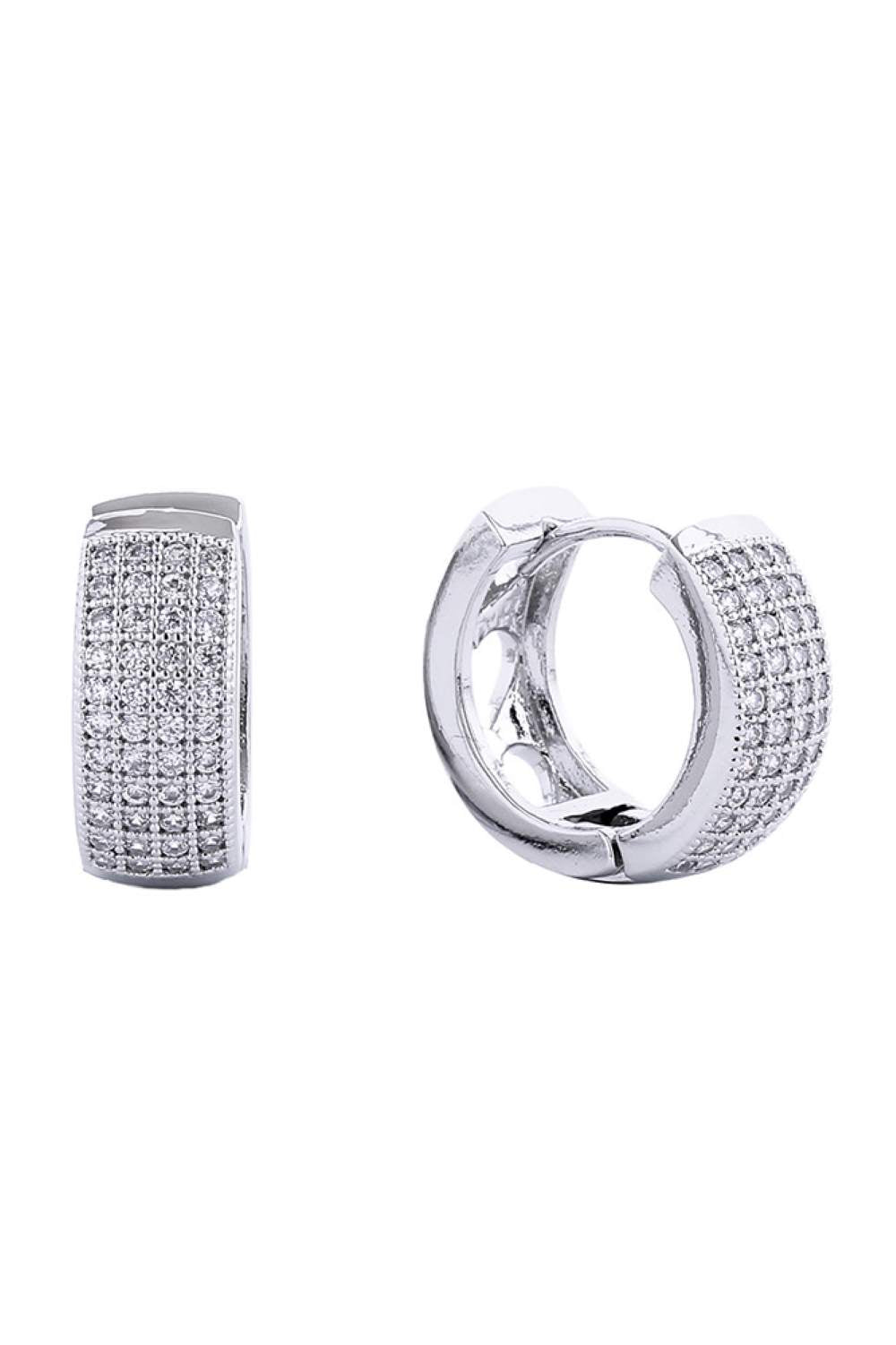 Trendy 14K Gold/White Gold Dipped Huggie Hoop Cz Paved