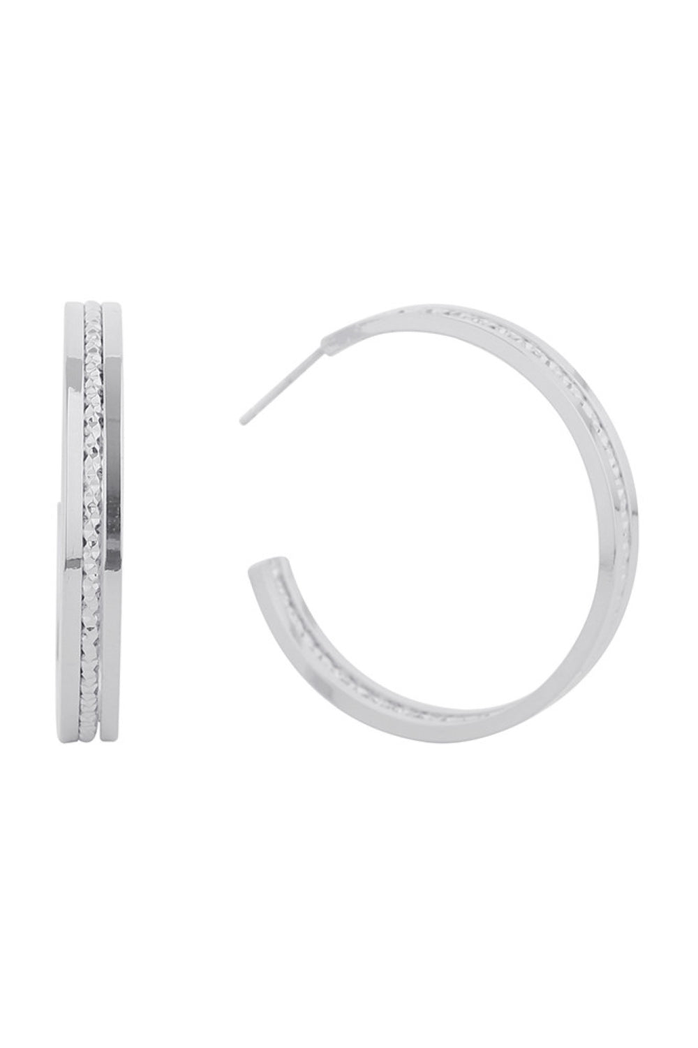 Pretty 14K Gold/White Gold Dipped Post Hoop