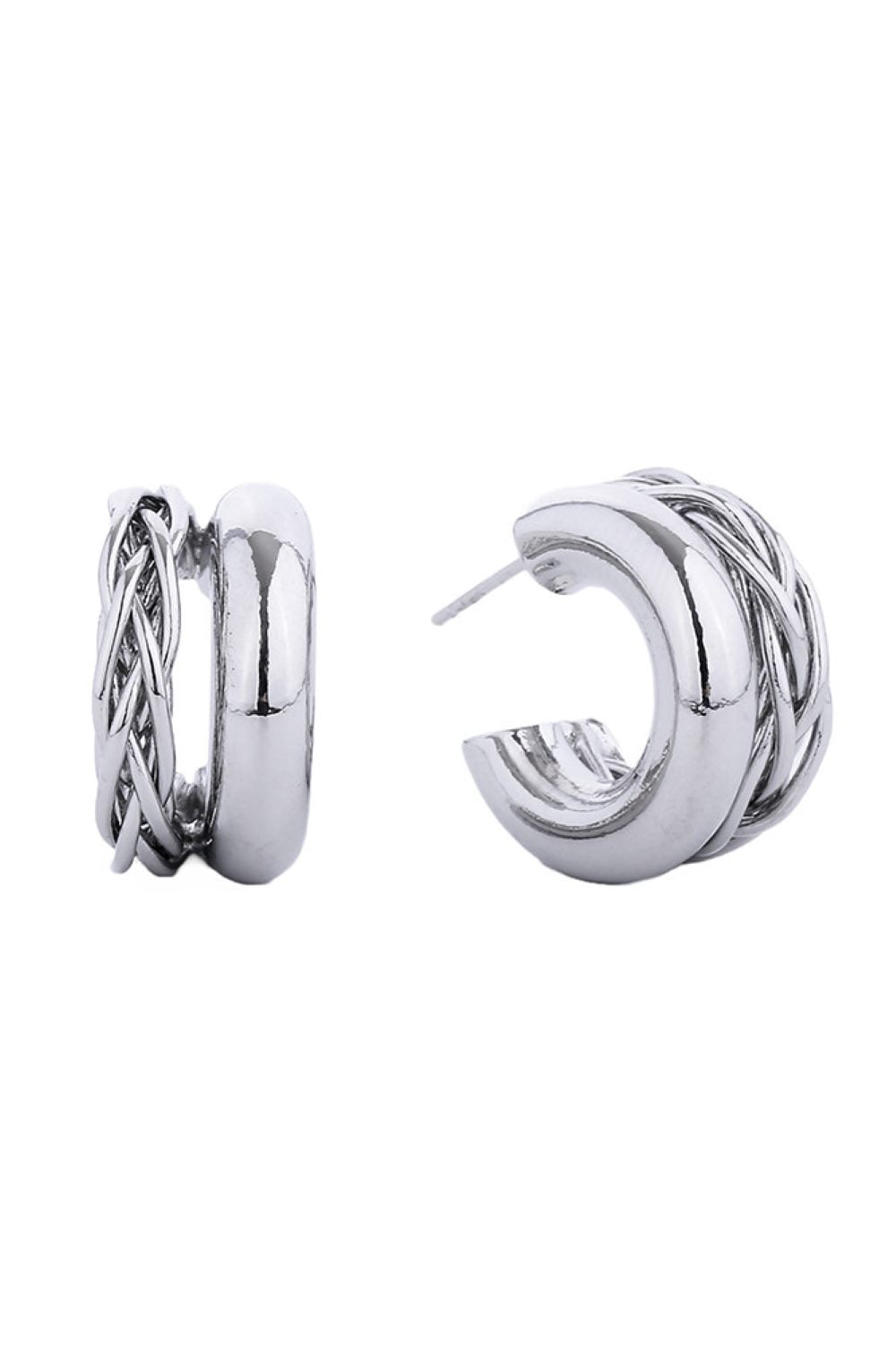 Dazzling 14K Gold White Gold Dipped Post Hoop