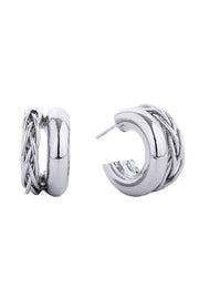 Dazzling 14K Gold White Gold Dipped Post Hoop