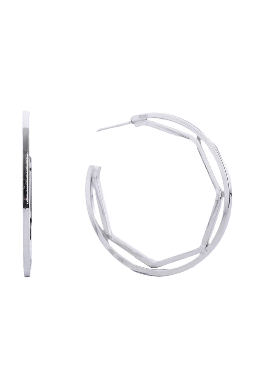 Divine 14K Gold White Gold Dipped Post Hoop