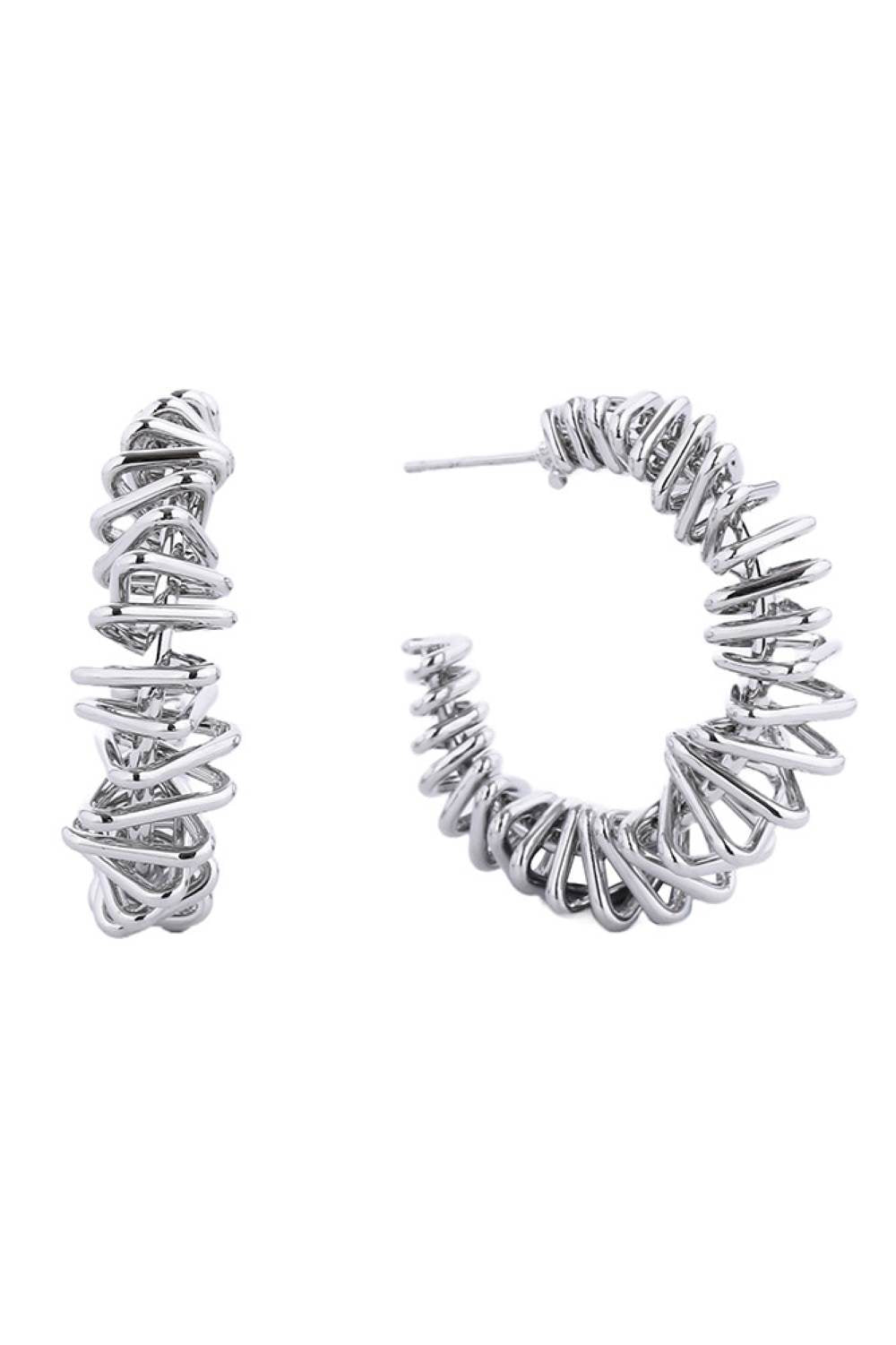 Mesmerizing 14K Gold White Gold Dipped Post Hoop