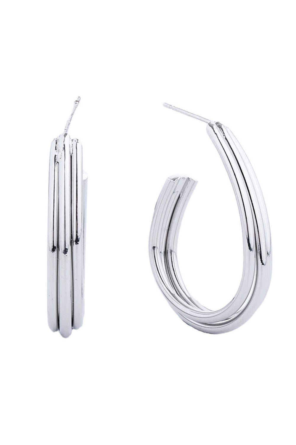Fabulous 14K Gold/White Gold Dipped Post Hoop