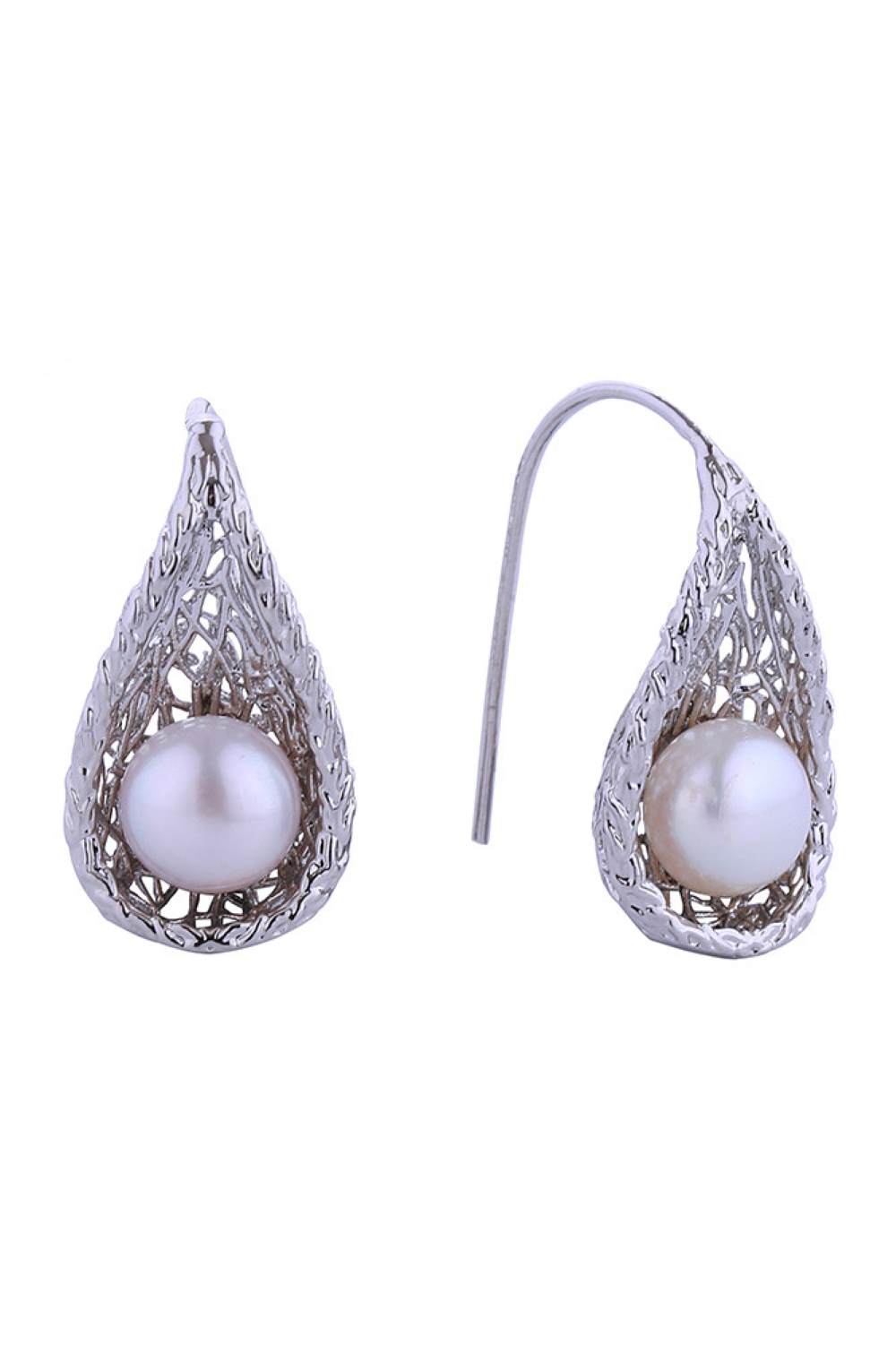 14K Gold/White Dipped Gourd Pearl Post Earrings