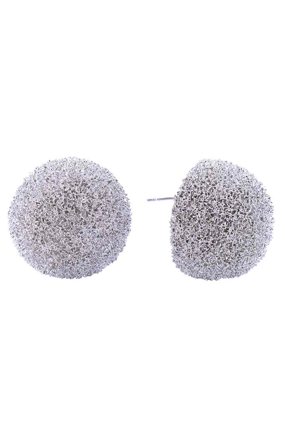 14K Grain Texture Ball Post Earrings
