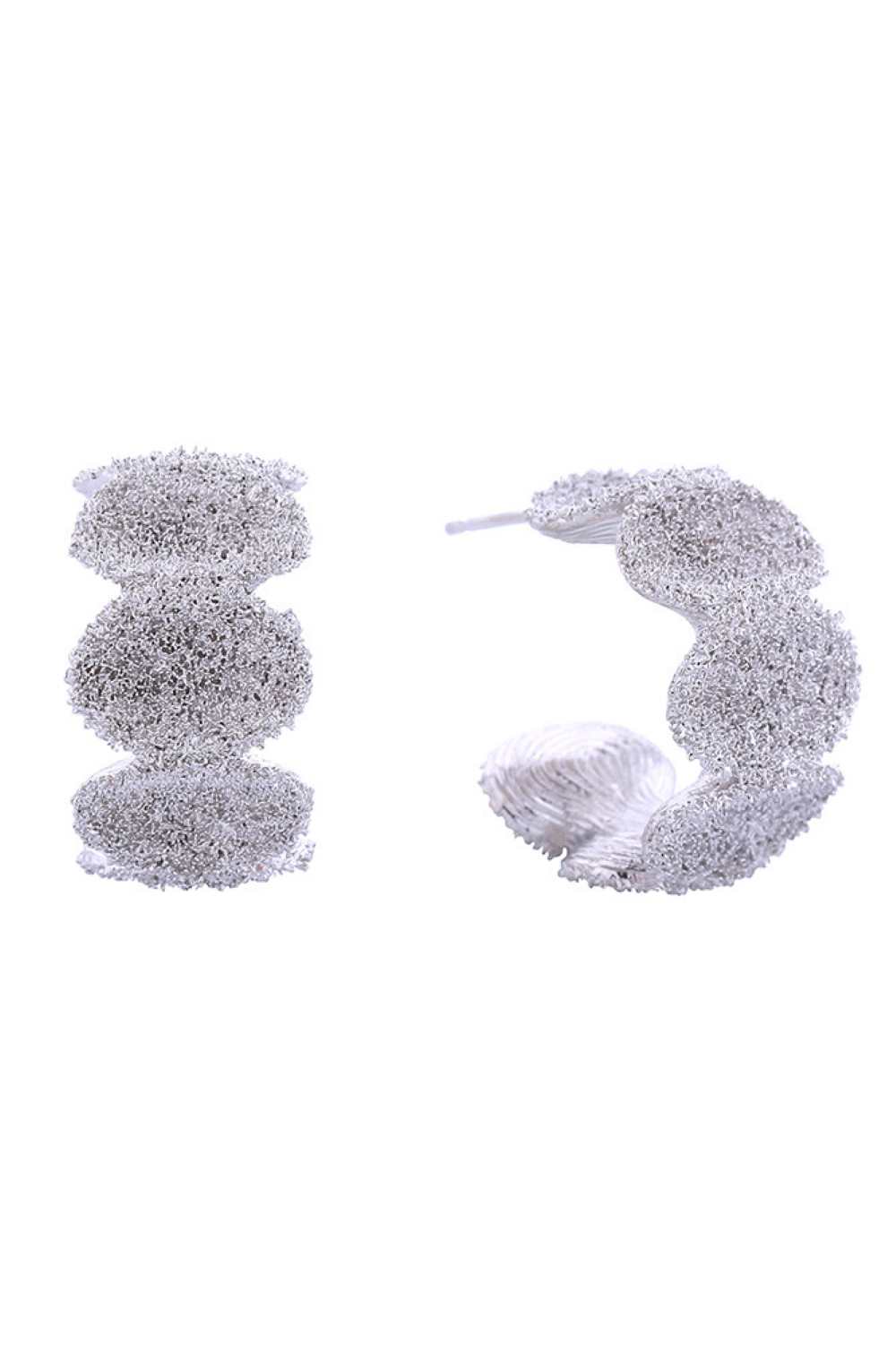 14K Grain Texture Grumple Post Earrings