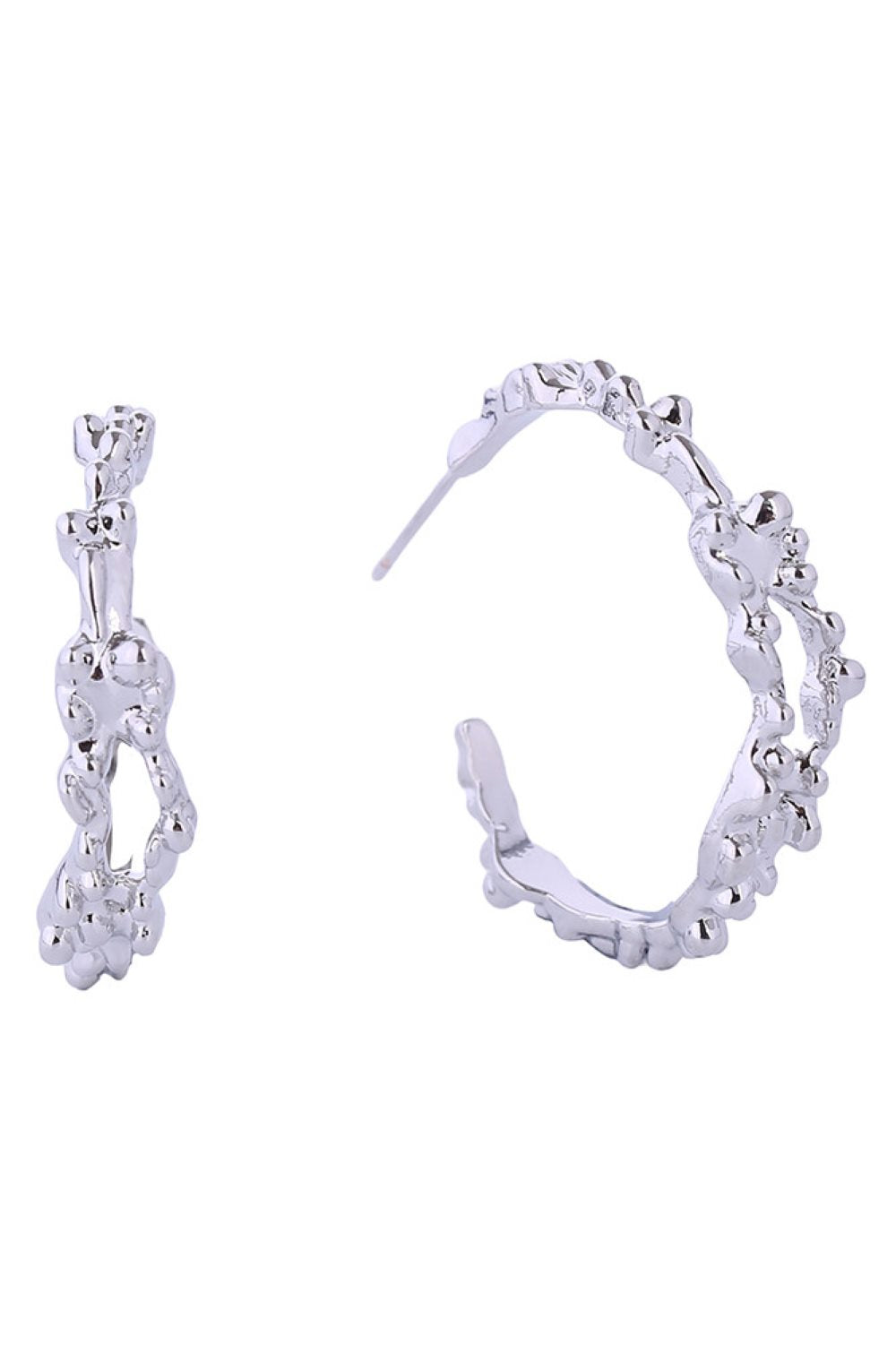 14K Grain Texture Hoop Earrings