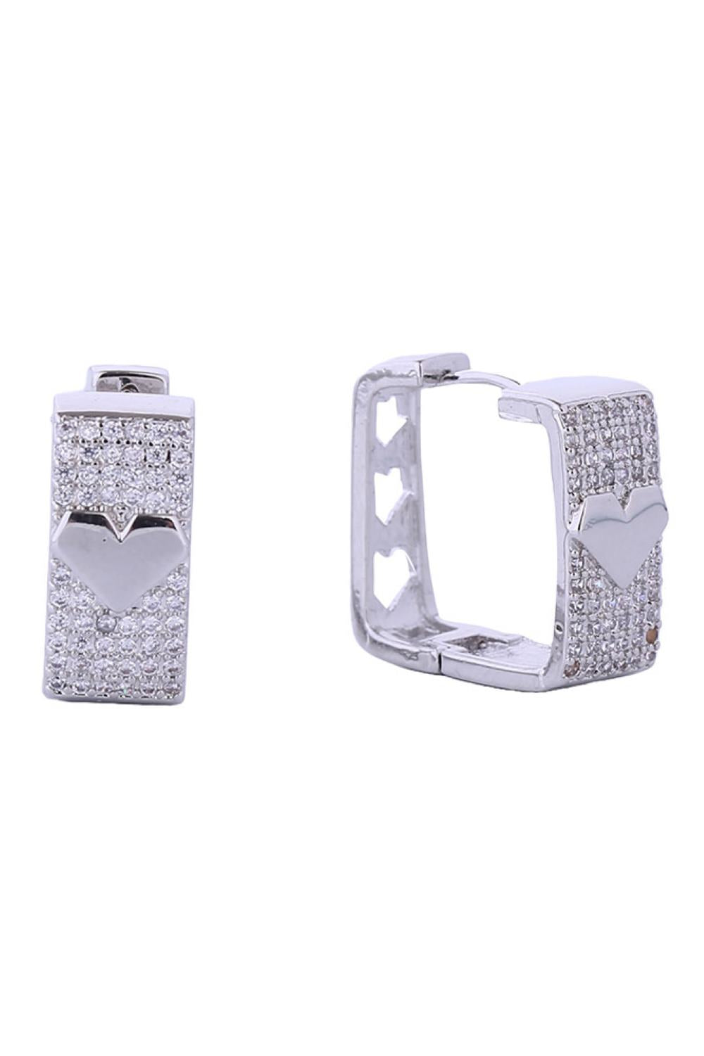 14K Heart in Square Huggie Earrings