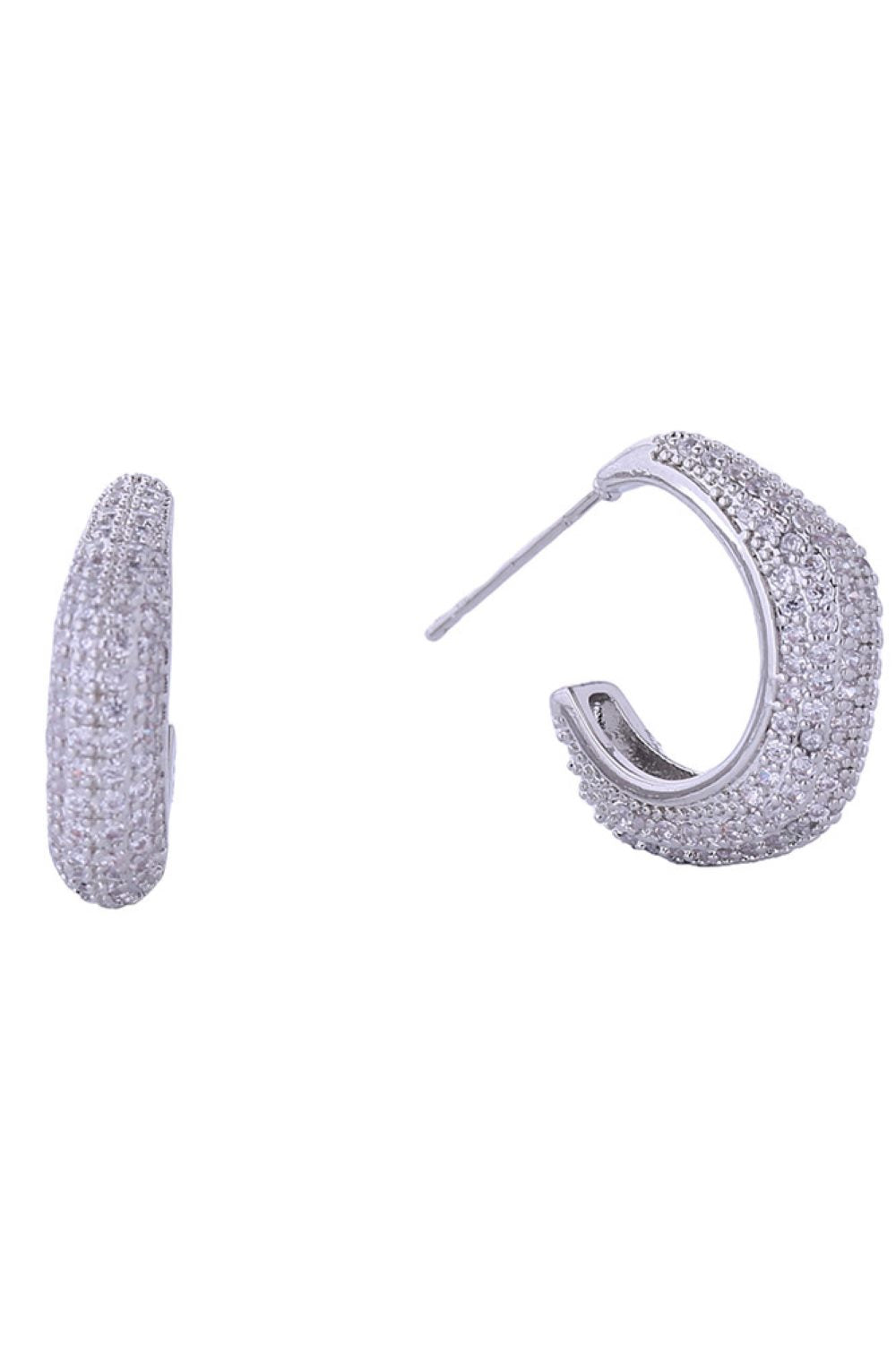 14K Hexagon Pave CZ Post Earrings