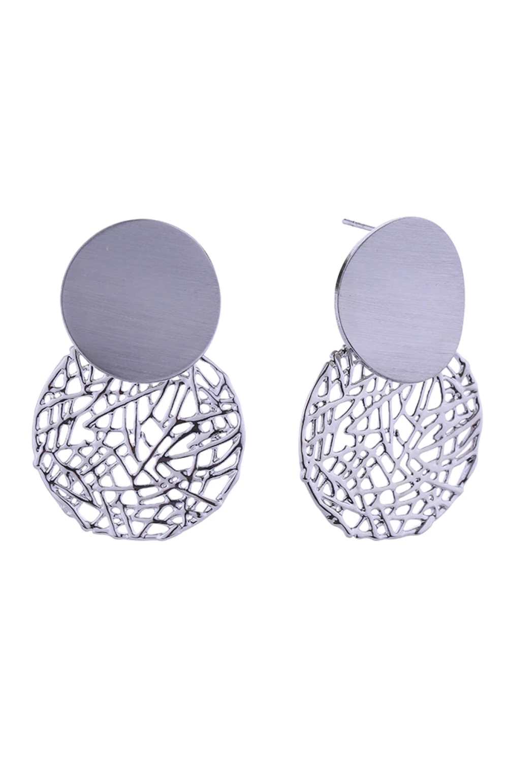 14K Hollow Out Button Post Earrings