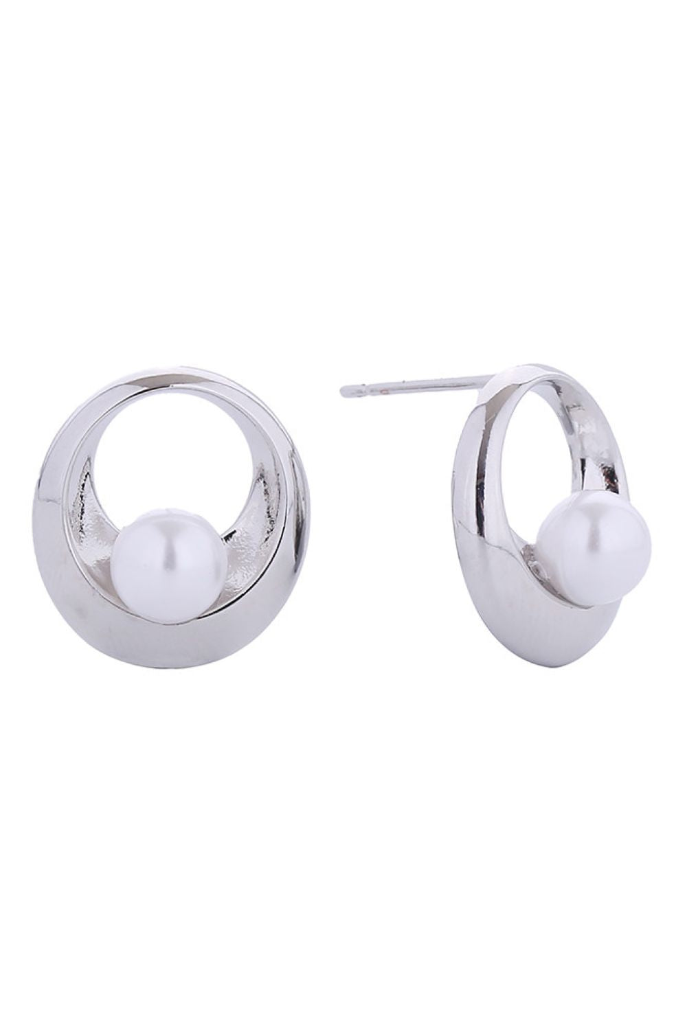14K Inner Circle Pearl Post Earrings