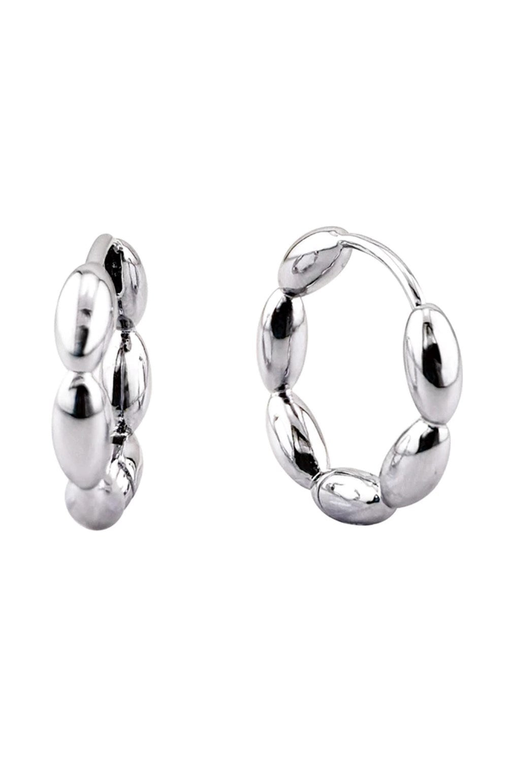 14K Link Beans Huggie Hoop Earring