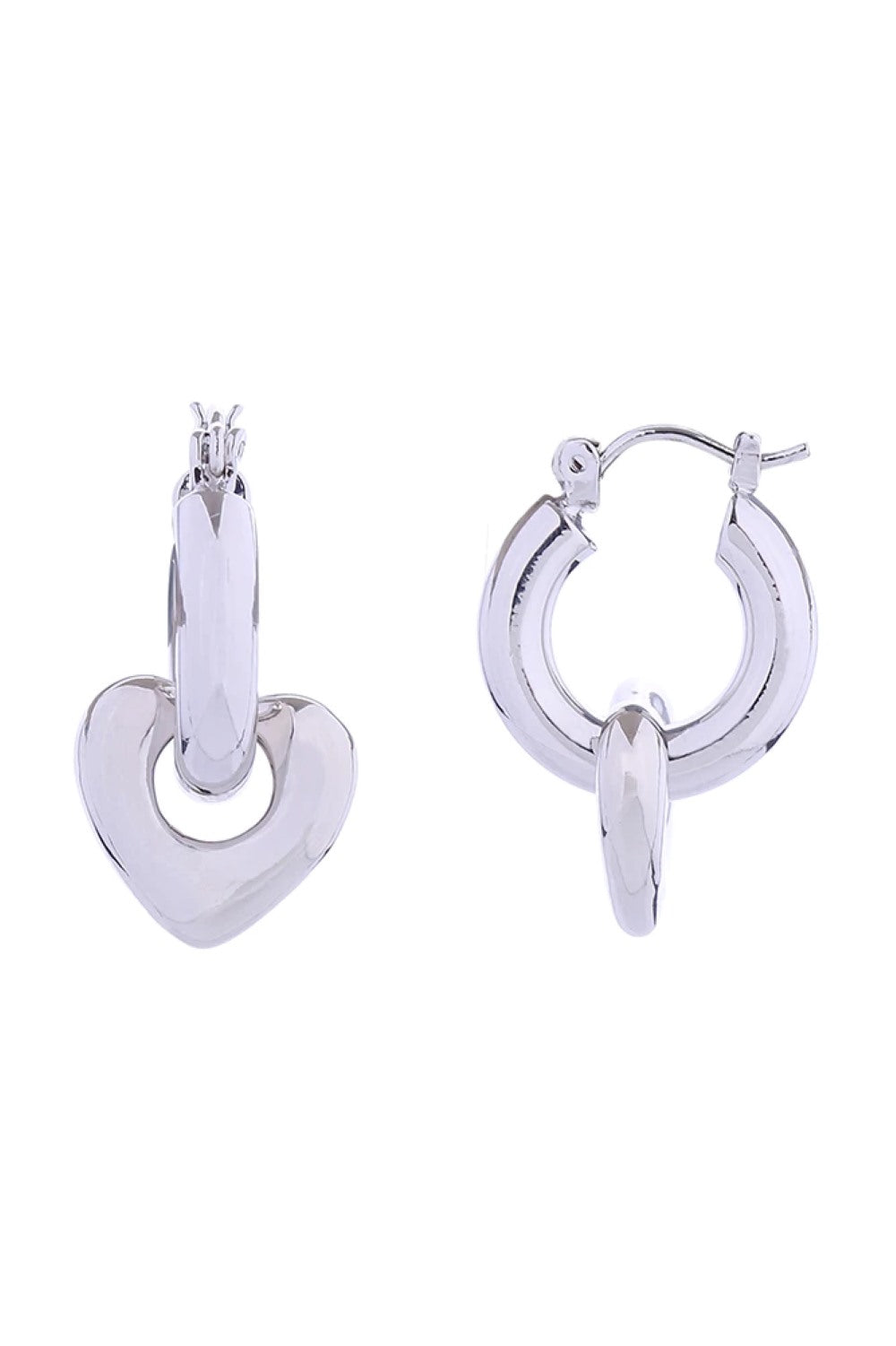 14K Link Heart Pincatch Earrings