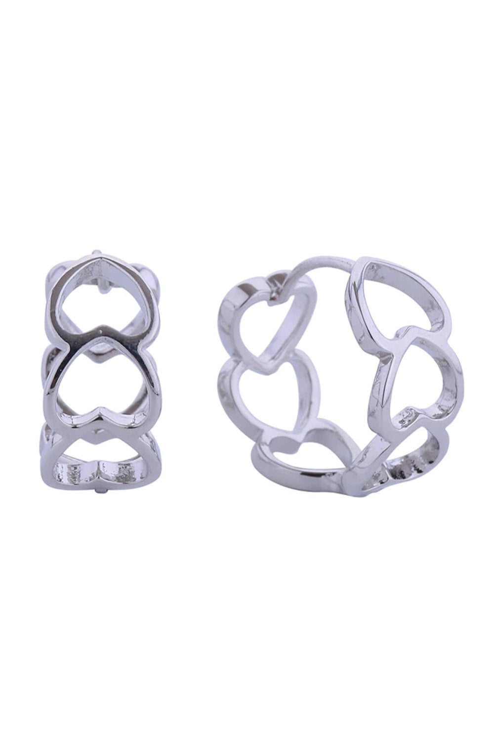 14K Link Hearts Huggie Earring
